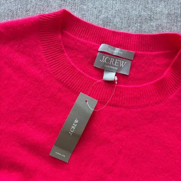 NWT J.Crew Hot Pink Cashmere Sweater - Picture 2 of 4